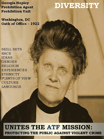Image of Prohibition Agent Georgia Hopely.  She took the oath of office in 1922 and served in Washingtonl, DC. 