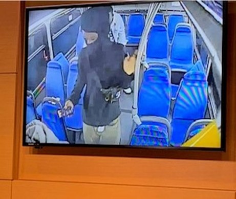 Person standing up on a bus