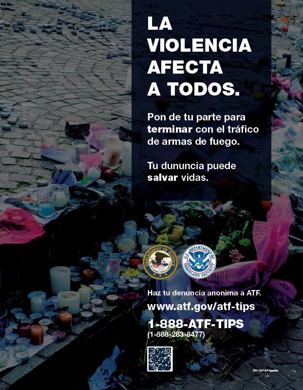 ATF I 3317.8 P  Anti-Firearms Trafficking Campaign Poster a violent gun crime memorial with flowers and candles