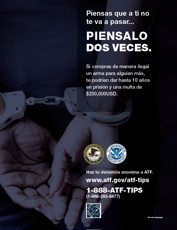 ATF I 3317.8 M Anti-Firearms Trafficking Campaign Poster A person's hands are cuffed behind their back
