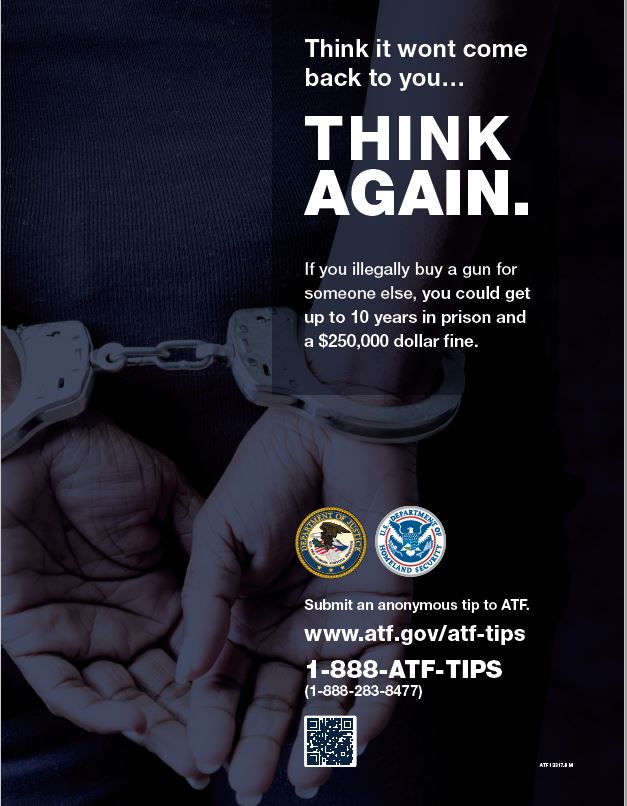 ATF I 3317.8 M Anti-Firearms Trafficking Campaign Poster A person's hands are cuffed behind their back