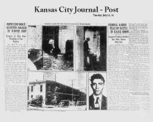 Newspaper - Article from Kansas City Journal, dated July 21, 1931 - Federal Raider Tells of Battle in Dark Room