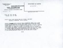 Image of telegram regarding the death of John Wilson