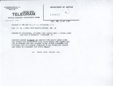 Image of telegram regarding the apprehension of the shooter of John Wilson