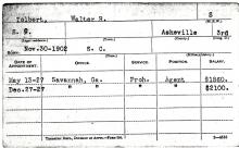 Image of Walter R. Tolbert's Service Record Card document