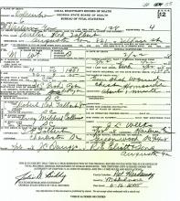 Image of Walter R. Tolbert's certificate of death