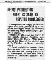 The Daily Northwestern, dated August 1, 1932, with headline: Negro Prohibition Agent is Slain by Reputed Bootlegger