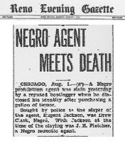 Reno Evening Gazette, dated August 1, 1932, with headline: Negro Agent Meets Death