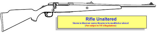 Image of an unaltered rifle as the source firearm before modificatin or alterations.