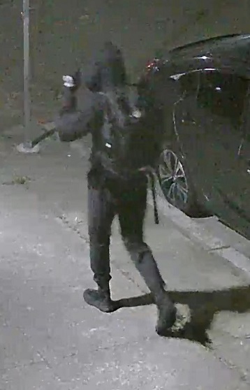 Surveillance video image capture of suspect at the time of the Emeryville fire.