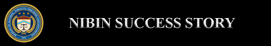 NIBIN Success Story banner with black background and silver letters