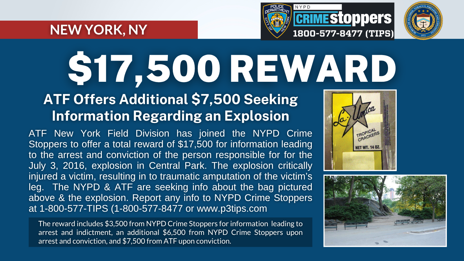 ATF, New York Field Division, Reward Notice