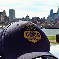 ATF hat with Philly Skyline and the Delaware river