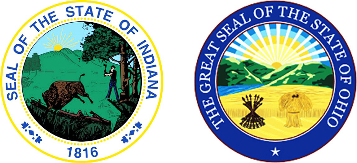 State Seals of Indiana, and Ohio