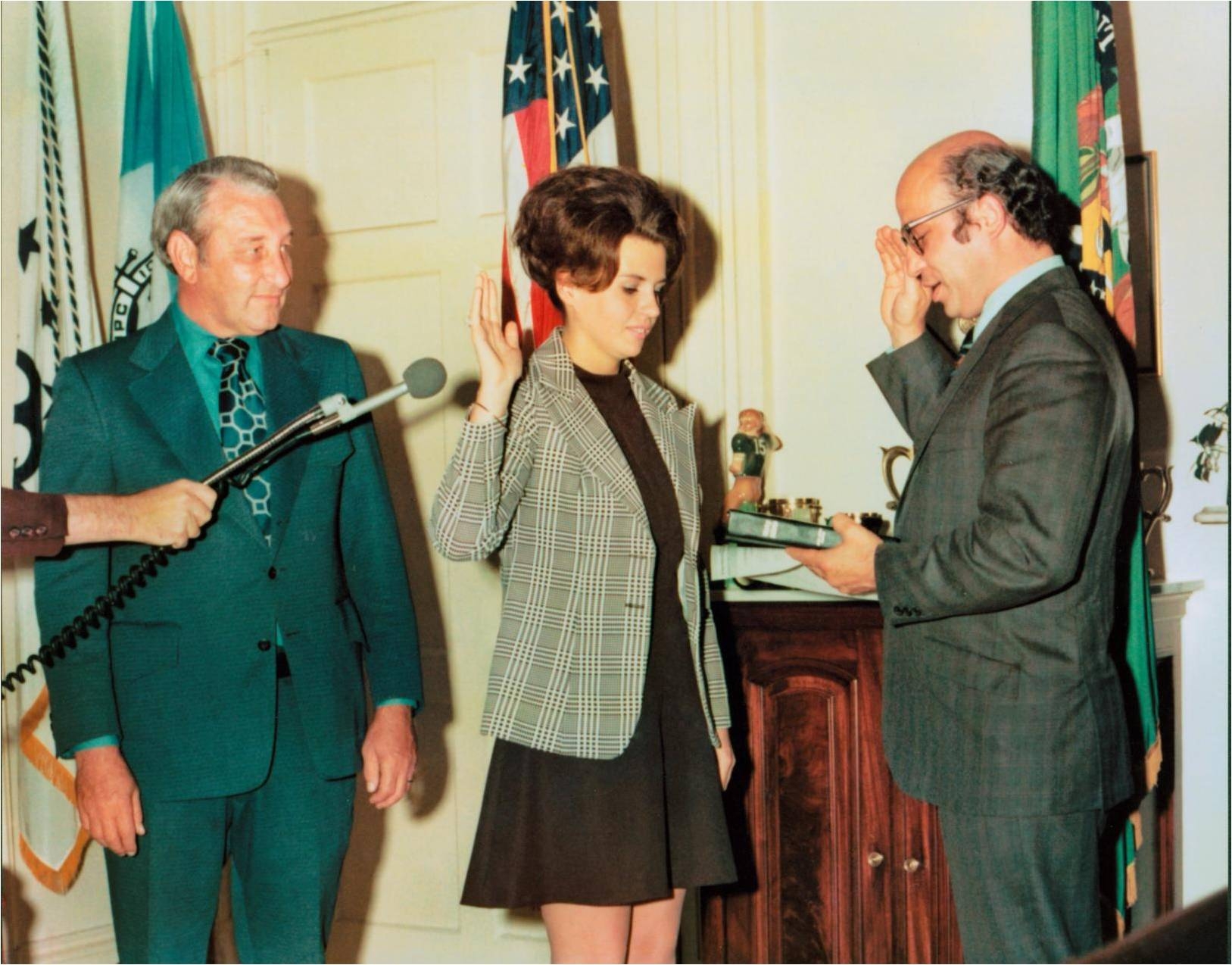 Jo Ann Kocher being sworn in