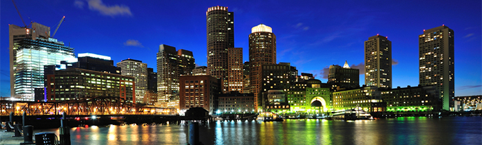 Image of Boston's skyline at night