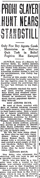 Image of a newspaper article with the headline, Proki Slayer Hunt Nears Standstill