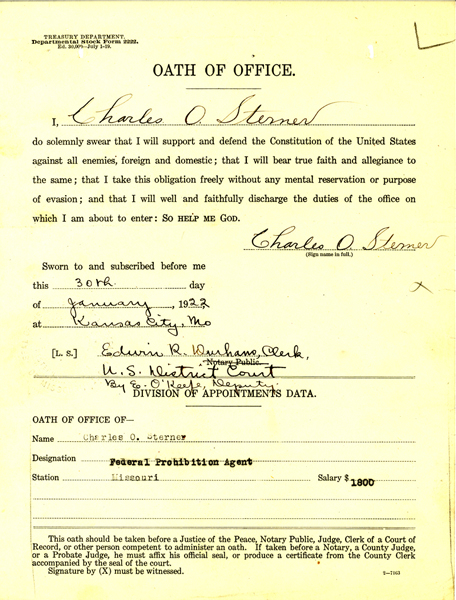 Oath of Office of Charles Sterner