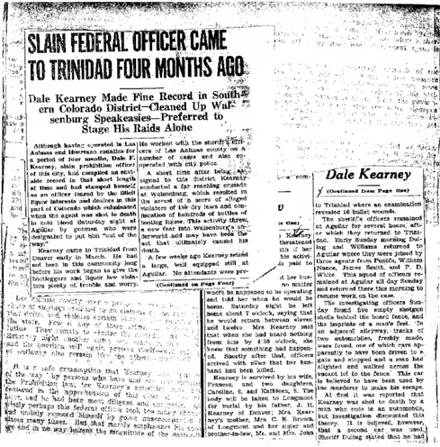 Image of the newspaper article with the headline, Slain Federal Officer Came to Trinidad Four Months Ago (Full Article)