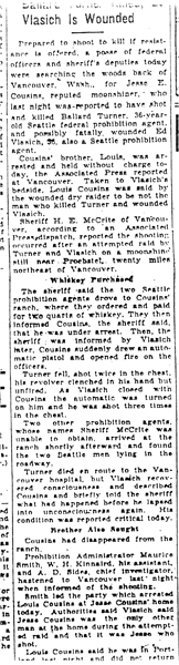 Image of newspaper article with title: Vlasich is Wounded