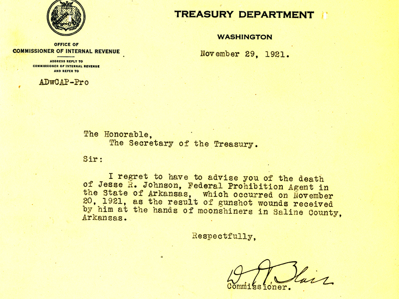 Telegram announcing the death of Jesse Johnson.