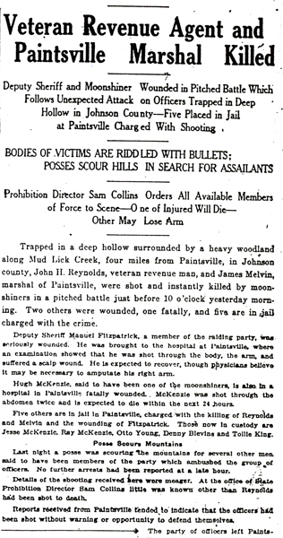 Newspaper article regarding John Reynolds 