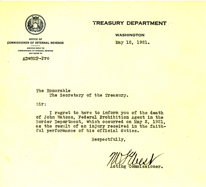 Telegram announcing the death of John Waters