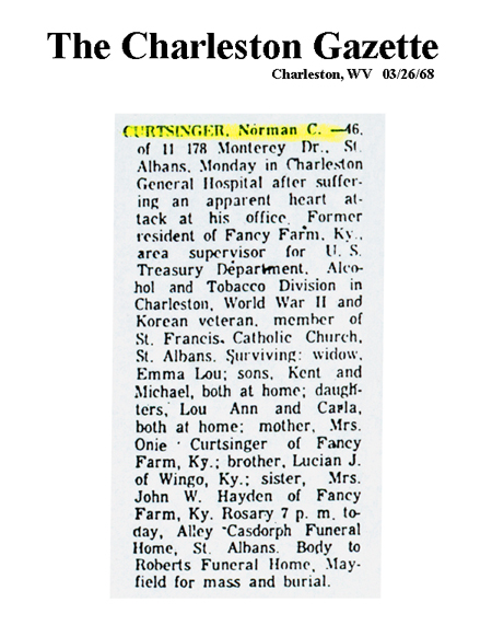 Image of The Charleston Gazette (WV) article dated March 26, 1968.