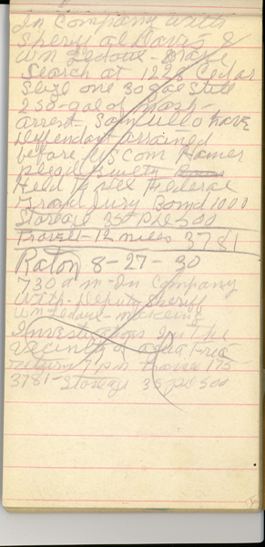 Image of Ray Sutton's notepad.
