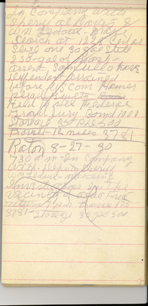 Image of Ray Sutton's notepad.