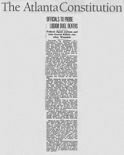 Picture of the Atlanta Constitution regarding Richard Jackson.