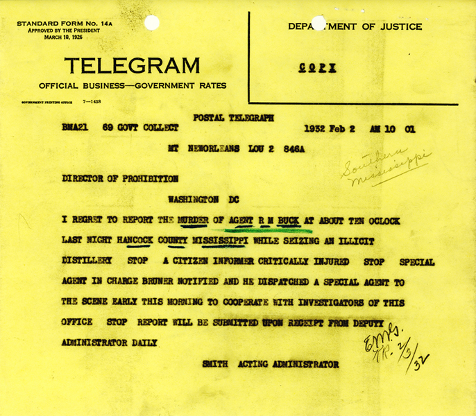 Robert Buck Notification of Death Telegram
