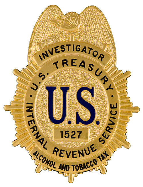 Image of the badge for the Alcohol and Tobacco Tax Division, Internal Revenue Service, U.S. Department of the Treasury 1952-1967