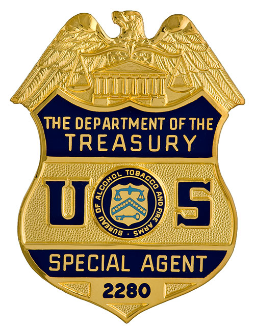 Image of the badge for the Bureau of Alcohol, Tobacco and Firearms, U.S. Department of the Treasury 1972-2002