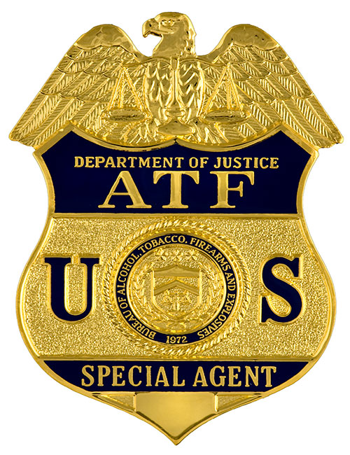 Image of the badge for the Bureau of Alcohol, Tobacco, Firearms and Explosives, U.S. Department of Justice 2003-Present