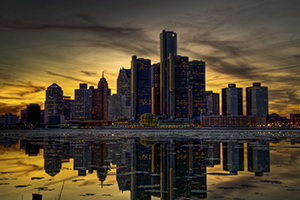 Imagen de la línea del horizonte de la ciudad de Detroit