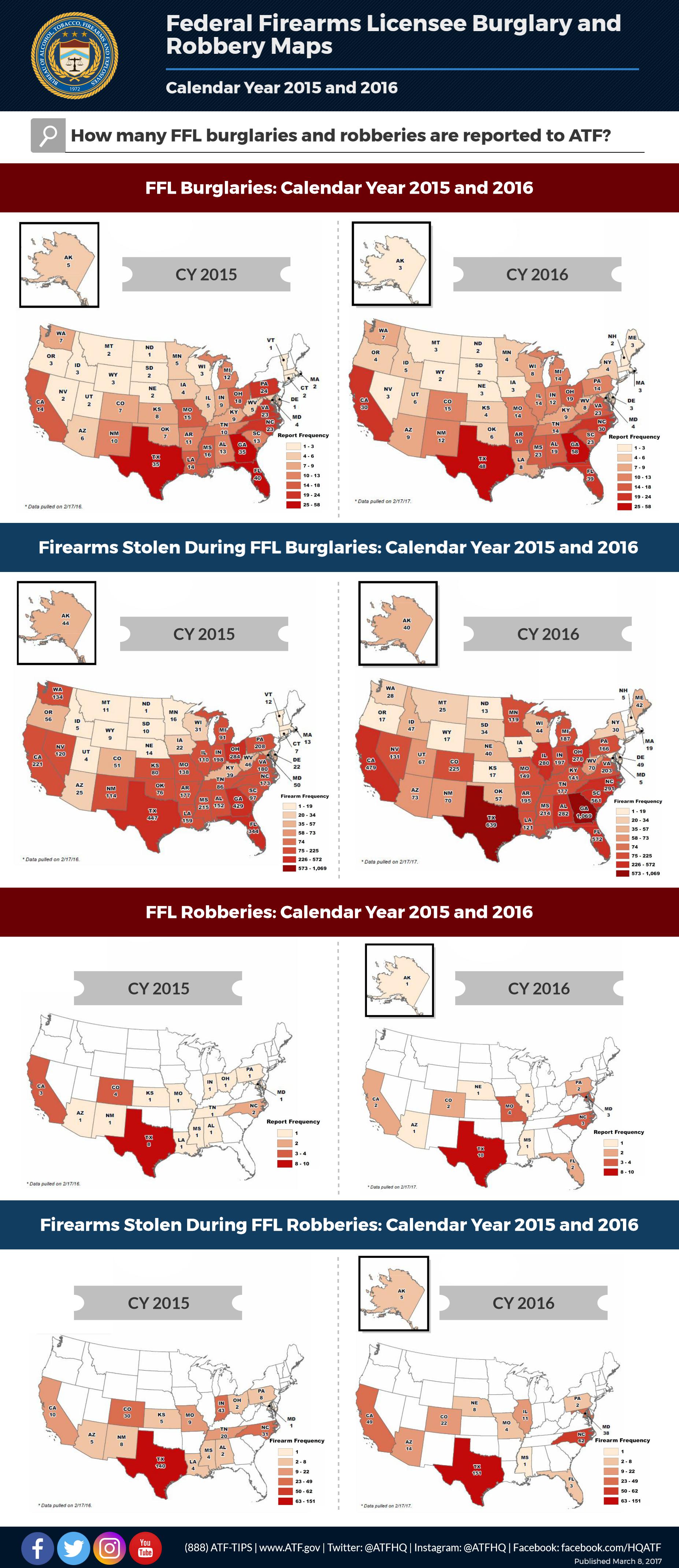 Federal Firearms Licensee (FFL) Burglary and Robbery Maps for Calendar Years 2015 & 2016