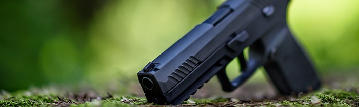 Image of a gun on some grass