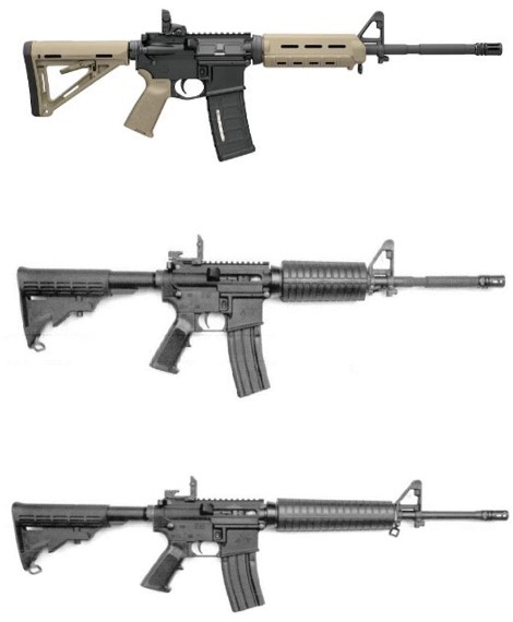 Image of the firearms stolen from the AX Tactical Firearms &amp; Accessories store.