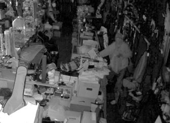 Still-frame photo of surveillance footage from inside the business captured the night of the Bay Area Pawn burglary on July 30, 2018, in Ashland. 