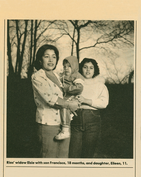 Image of Special Agent Rios widow Elsie with son Francisco and daughter Eileen