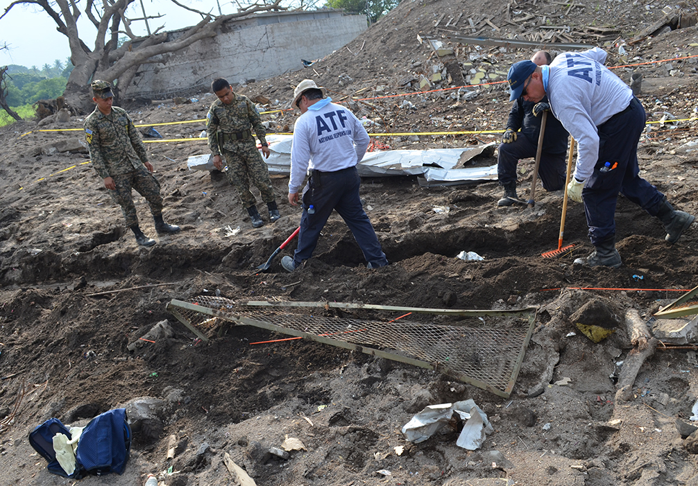 ATF's International Response Team processes the scene of large and fatal explosion on an El Salvadoran military base