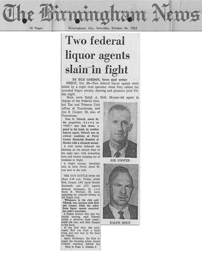 The Birmingham News article with headline, Two Federal Liquor Agents Slain in Fight