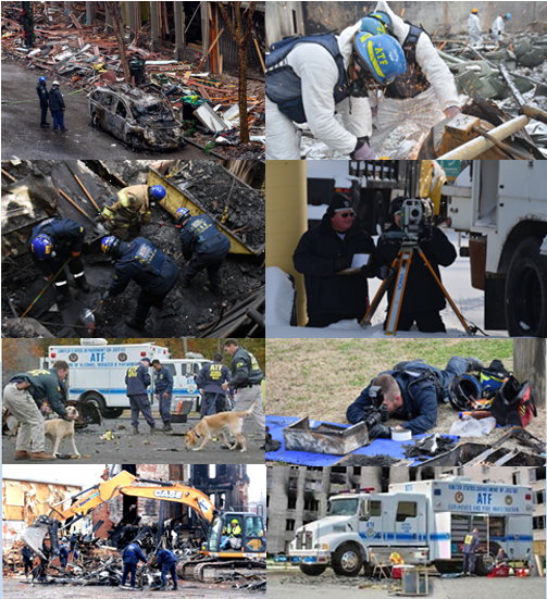 Collage of photos from response teams crime scenes