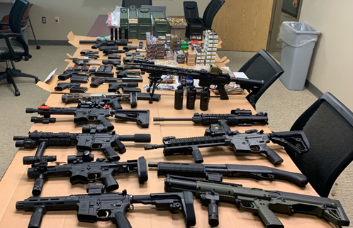 Seized ammunition, firearms, and other items.
