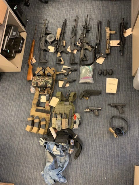 Evidence, including numerous weapons.