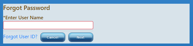 Screenshot of a “Forgotten Password” page requesting the user’s username.