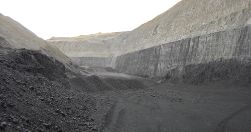 A mine that uses explosive materials to extract desired materials such as metals and coal.