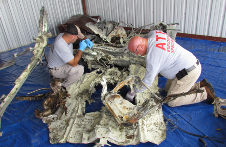 Certified Explosives Specialists review evidence from a case in Pennsylvania