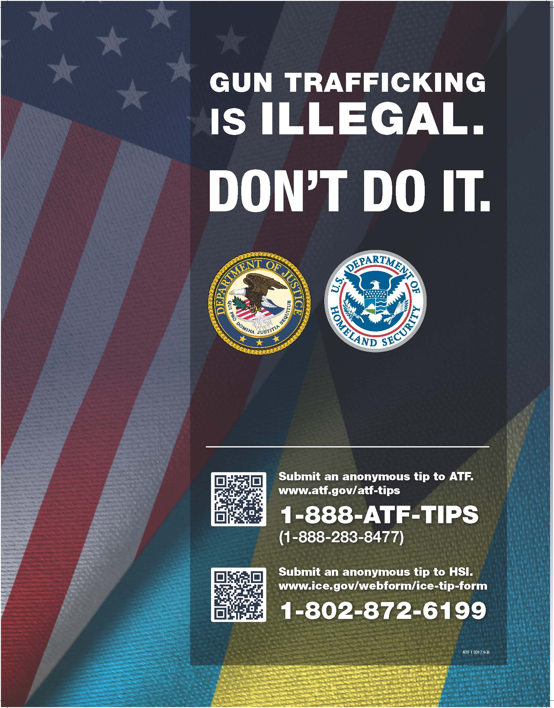 ATF I 3317.9 B CARICOM Anti-Firearms Trafficking Campaign Poster: American and Bahamian flags waving together
